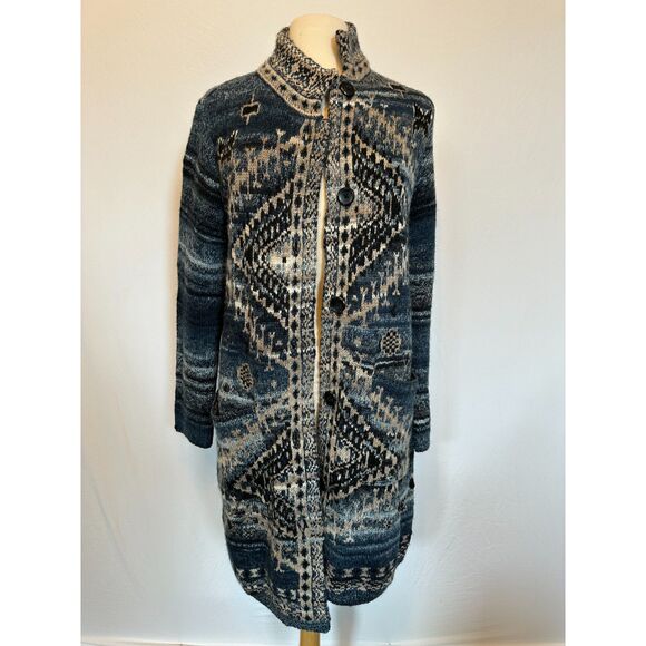 Gorgeous J.Jill Oversized Blue Tapestry Shrug Sweater Size Small - Picture 2 of 9